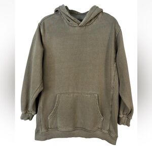 AERIE Distressed Green Hoodie Medium M Sweatshirt Pullover Oversized Top Shirt